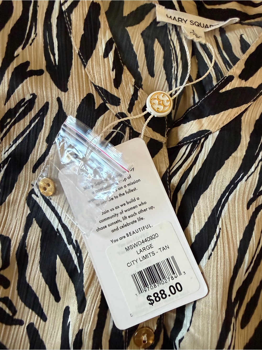 Mary Square Women’s Neutral Tie-Waist Dress - Picture 7 of 9